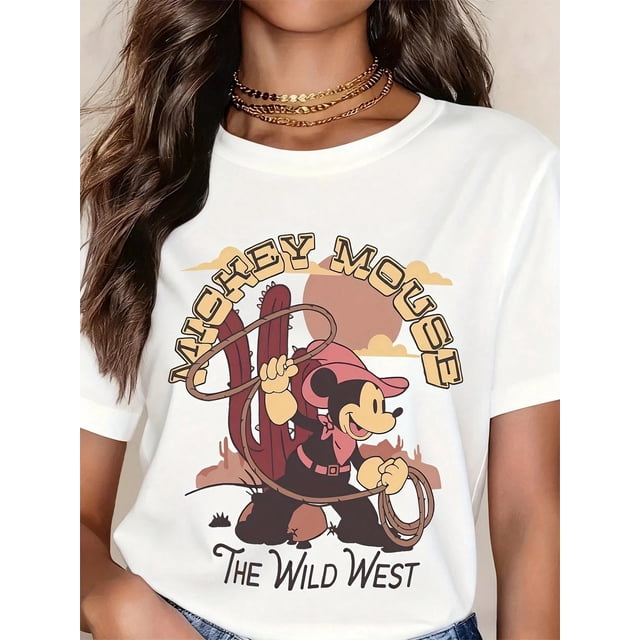 Disney Mickey Mouse T-Shirt Graphique de Cowboy Western Shérif Toutes Tailles P-5TG
