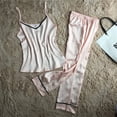 thumbnail image 3 of wsevypo Women's Silk Satin Slip Top Long Sleepwear Pajamas (Tops+Pants), 3 of 5