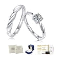 thumbnail image 2 of 2pzs Anillo De Promesa Parejas 925 Plata Original Modelo Plateado, 2 of 4