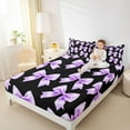 thumbnail image 4 of Feelyou Black Purple Bow Full Size Sheets, Fashion Princess Style Bed Sheets, 4 Pieces, 4 of 7