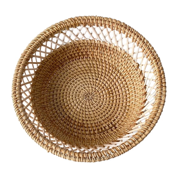 AURARMLET Khaki Small Woven Bread Basket for Serving with Handwoven Design Ideal for Table Storage and Fruit