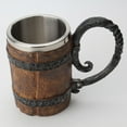 thumbnail image 4 of Jarra de cerveza artesanal de madera con forma de barril, vaso con asa, jarra de cóctel de acero inoxidable de doble pared para bar y restaurante, accesorios de bar, 4 of 8