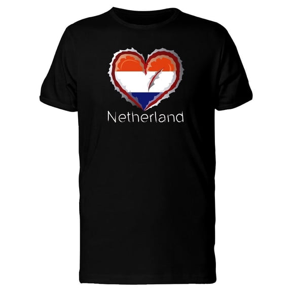 Netherland Scratched Flag Heart Tee Men's -Image by Shutterstock