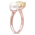 thumbnail image 3 of White Freshwater Cultured Pearl and Lemon Quartz Ring In Rose Plated Sterling Silver, 3 of 4