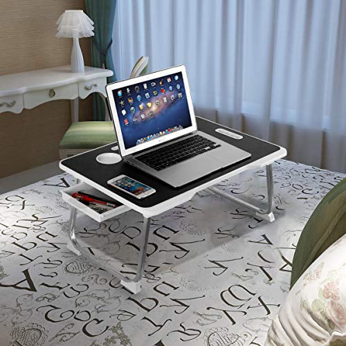 Portable Lap Desk with Foldable on CHARMDI Laptop Bed Table with Storage Drawer 