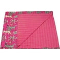 thumbnail image 3 of Indian Traditional Pure Cotton Jungle Print Kantha Quilt, Bed Cover Throw Animal Printed Kantha Quilts Multi Color, 3 of 4