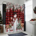thumbnail image 4 of Christmas Snowman Bathroom Shower Curtain Pine Tree Leaf Deer Xmas Balls Red Black Plaid Waterproof Washable Shower Curtains for Bathtub Bath Decor with Grommets and Hook 66 X 72 Inch, 4 of 8