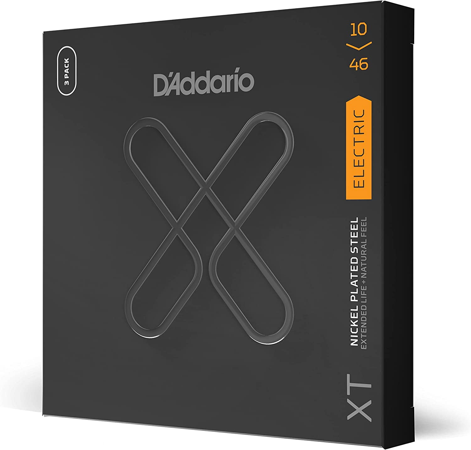 D'Addario XTE1046 XT Nickel Wound Electric Guitar String Set, Regular Light, 10-46 Gauge, 3-Pack
