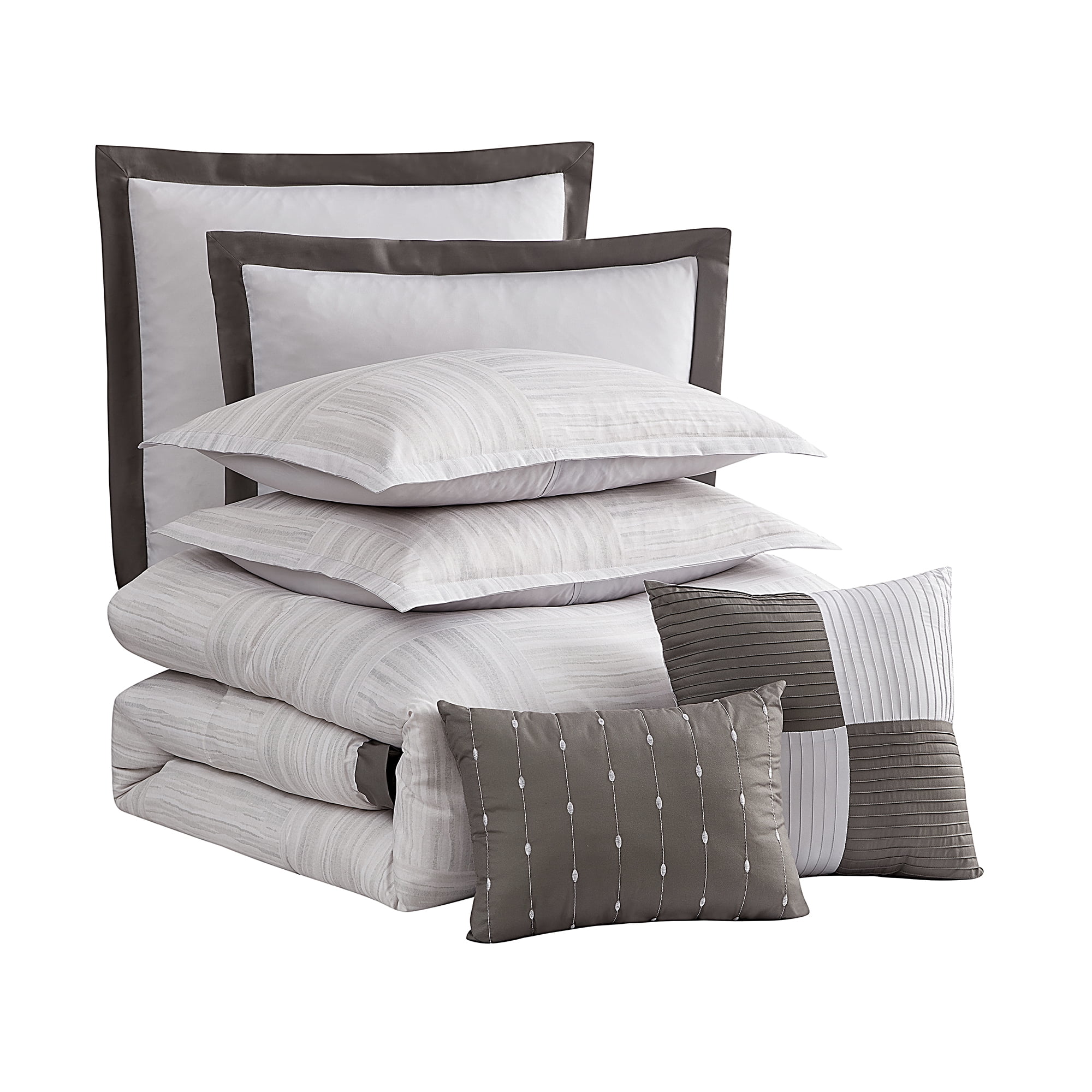 Sweet Home Collection Walter 7 Piece Stripe Squares Comforter Set