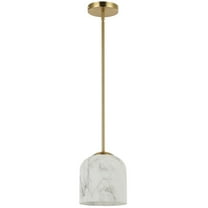 Dainolite 1 Light Pendant in Aged Brass w/ Alabaster Glass