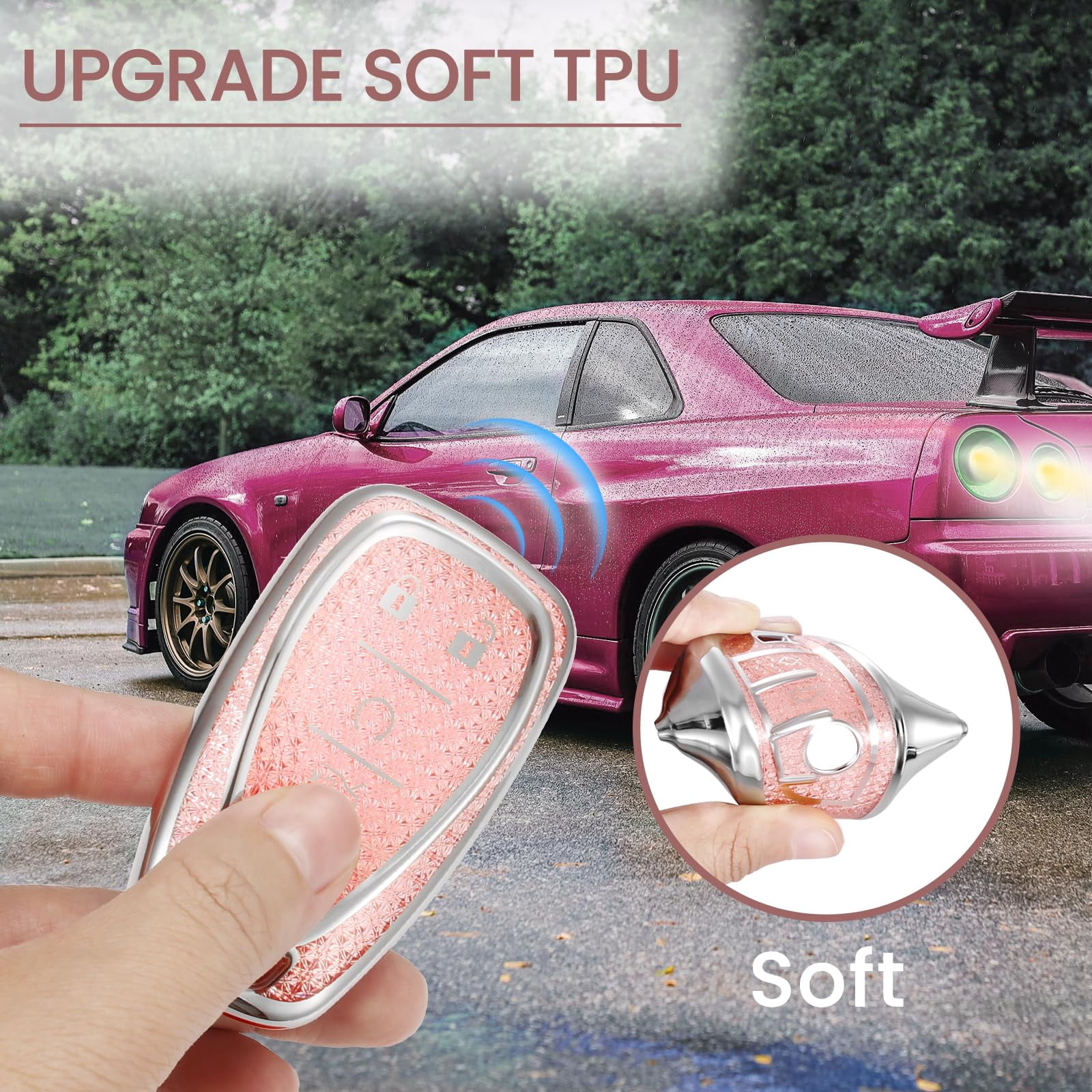 Key Fob Cover Compatible with Fit for Chevy Malibu Equinox Blazer Trax Traverse Camaro Volt Metal Braided Rope TPU Surface Grain Case Keychain Case Holder Protector