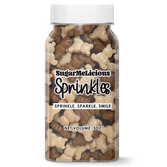 SugarMeLicious Teddy Bear Shaped Sprinkles, Edible Bear Decorations for Cakes Cupcakes Cookies and Desserts, Cute Party Baking Sprinkles, 3 Ounce Jar