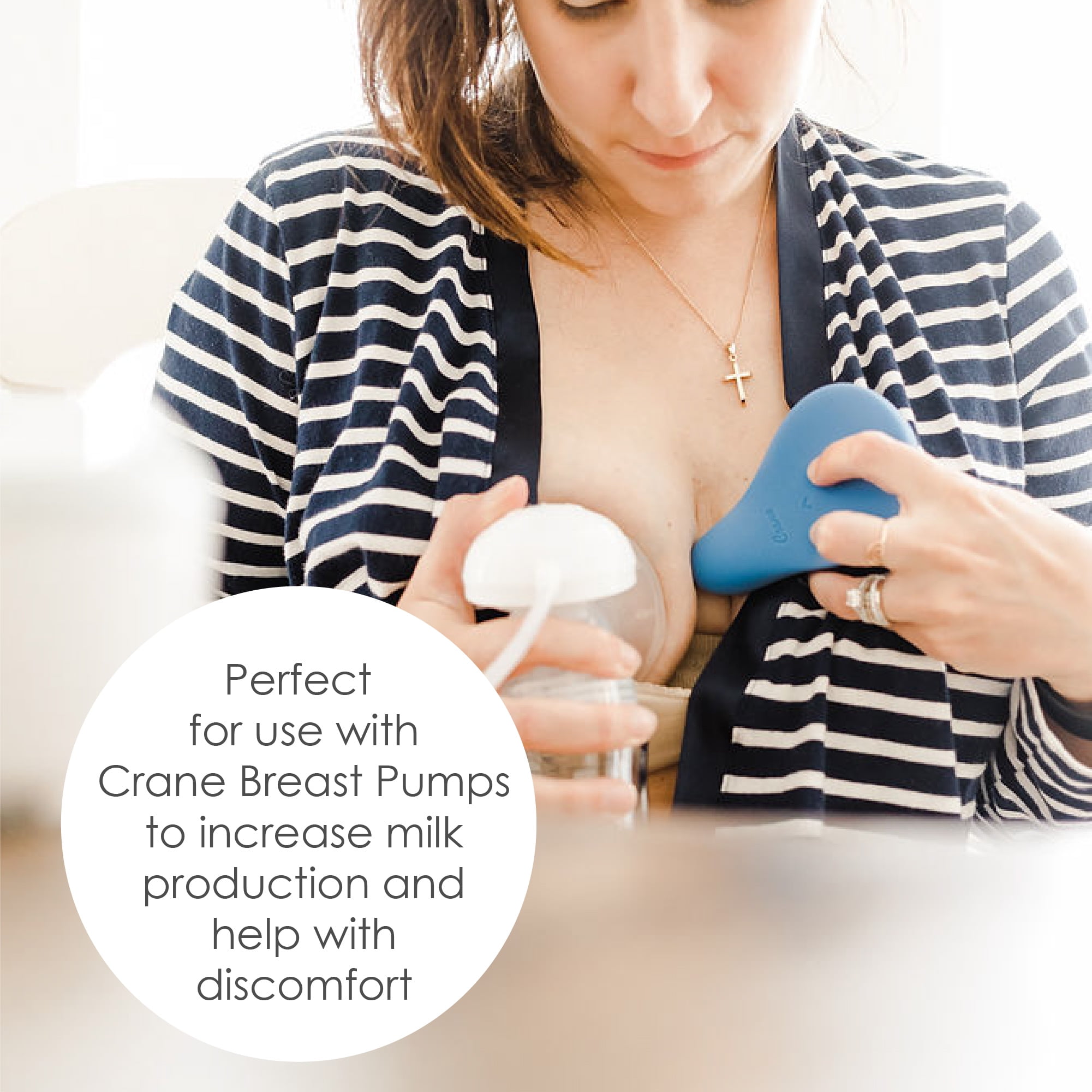 Crane Breast Lactation Massager, Pumping and Breastfeeding Essential Cordless, Portable, and 3 vibration speeds.