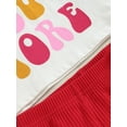 thumbnail image 5 of 2pcs Baby Girl Valentines Day Bell Bottom Outfit Toddler Short Sleeve Love You More T-Shirt Top Flare Pants Set, 5 of 7