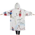 thumbnail image 2 of Oversized Wearable Blanket Hoodie,White Christmas Gnome Pattern Sherpa Blanket Hoodie with Super Pockets,Super Warm Fuzzy Pullover for Women & Men, 2 of 6