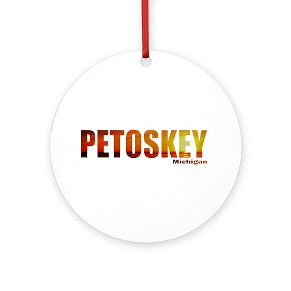 CafePress - Petoskey, Michigan -  Round Wood Ornament 4"