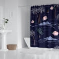 thumbnail image 3 of Beach Vacation Shower Curtain, Aloha Hawaiian Paradise with Tropical Palm Tree and Nautical Coastal Scene, Waterproof Boho Fabric with Hooks, Great for Summer Bathroom Decor, 3 of 5