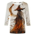 thumbnail image 4 of Mgmyaa Halloween Shirts for Women 3/4 Sleeve Fall Halloween Pattern Round Neck T-Shirts Plus Size Costumes Blouses Size S-5XL, 4 of 5