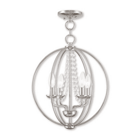 Cabaret Polished Chrome Chandelier Mini Chandeliers 4 Light With Steel Drum Polished Chrome size 15 in 240 Watts - World of Crystal ()