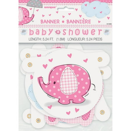 Pink Elephant Baby Shower Banner, 4.5ft (The Best Baby Shower)
