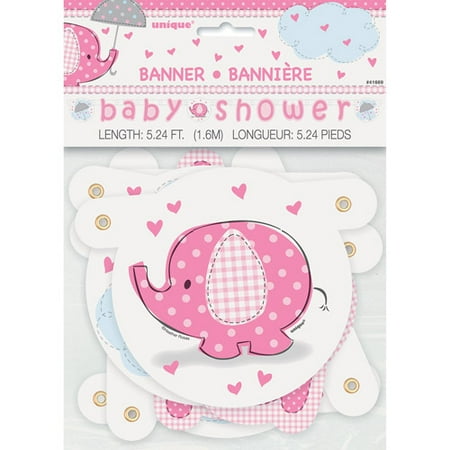 Pink Elephant Baby Shower Banner, 4.5ft (Best Baby Shower Dresses 2019)