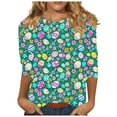 thumbnail image 2 of Cavosen Happy Easter 3/4 Sleeve Tops for Women Summer Cute Eggs Print Pullover Blouse Crewneck Holiday Shirts Vacation Festival T Shirts Loose Dressy Stylish Athletic Tees XL, 2 of 5