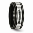thumbnail image 5 of Stainless Steel Brushed/Polished Black IP Grooved Blk CZ Ring Size: 12; for Adults and Teens; for Women and Men, 5 of 7
