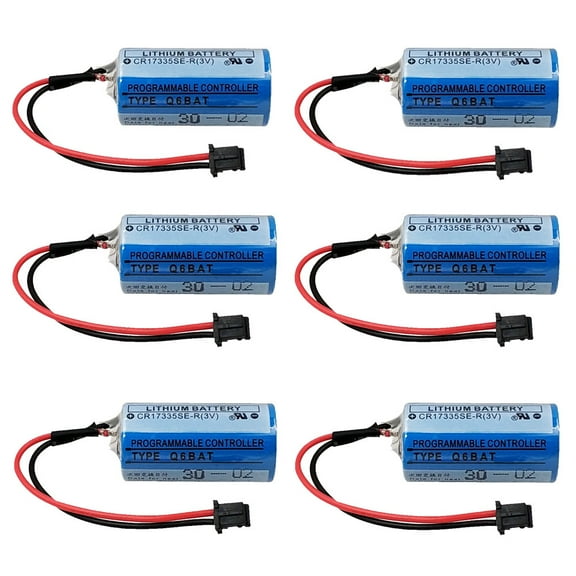 6-Pack CR17335SE-R 3V Q6BAT PLC Battery for Q25PRHCPU Q170HBATC with Plug