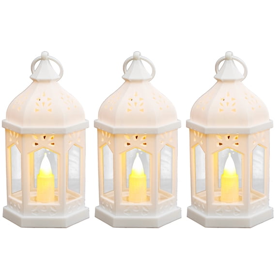 3 Pcs Vintage European Lantern-Shaped Glass Candle Holder Decoration, Hollow Carved Design, Hanging or Tabletop Use, Soft Warm Glow