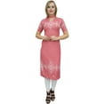 thumbnail image 5 of Bimba Women's Peach Printed Tunic Top Designer Kurta Short Sleeve Kurti Top-8, 5 of 5