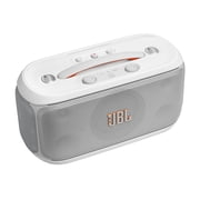 JBL PartyBox On-The-Go 2 - Portable party speaker with one wireless digital mic, handle and a shoulder strap, Dynamic lightshow, Up to 15 hours playtime, Splash proof & Auracast™ (White)