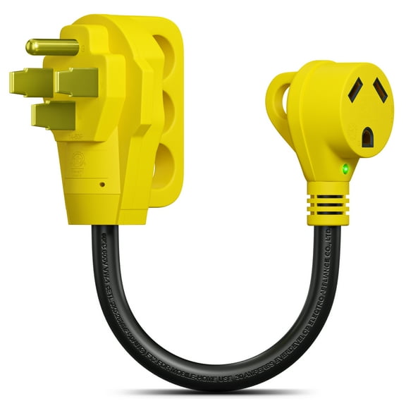 Leisure Cords 50 Amp Male to 30 Amp Female Dogbone Adapter RV Electrical Converter Cord Cable with LED Indicator Light (50 Amp Male to 30 Amp Female)