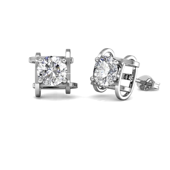 Cate & Chloe Lorelei 18k White Gold Plated Stud Earrings with Swarovski Crystals Gift for Women