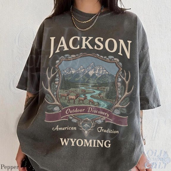 Vintage Jackson Wyoming Graphic Tshirt, Retro National Park Elk 90s Nostalgia Camping Shirt, Unisex Cotton T-Shirt, Sizes S-3XL