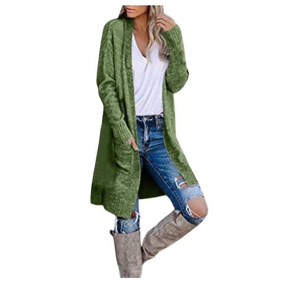 Ediodpoh Knit Womens Cardigan with Pocket Fashion Loose Knit Sweater Sweater Coat for Women Green S