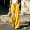 thumbnail image 5 of VV AVEORS Womens Wide Leg Sweatpants Drawstring Baggy Sweat Pants With Pockets Elastic Waisted Lounge Casual Trousers Yellow L, 5 of 6