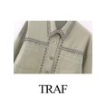thumbnail image 4 of Moda femenina de otoño 2023: chaqueta cruzada de manga larga bordada - Abrigos y tops cortos vintage, 4 of 5
