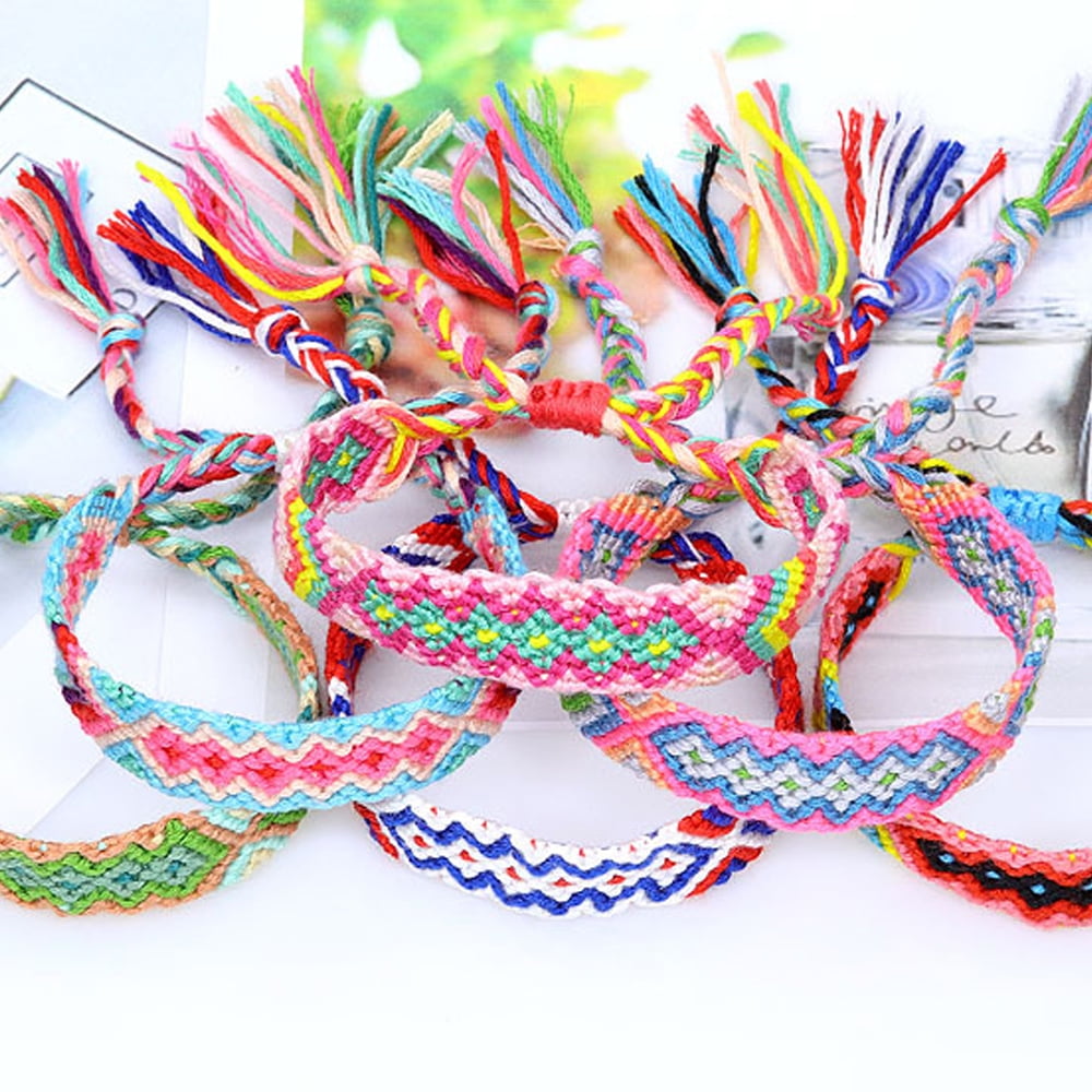 1960s Festival Boho Friendship Bracelets, Multi-Coloured, One Size, 4-pk,  Wearable Costume Accessory for Halloween | Party City