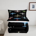 thumbnail image 2 of Airplane Comforter Set Vintage Aircraft Bedding Set Twin,Fighter Plane Silhouette Quilt Airliner Aeroplane Duvet Insert Military Transport Themed Room Decor,Grey, 2 of 6