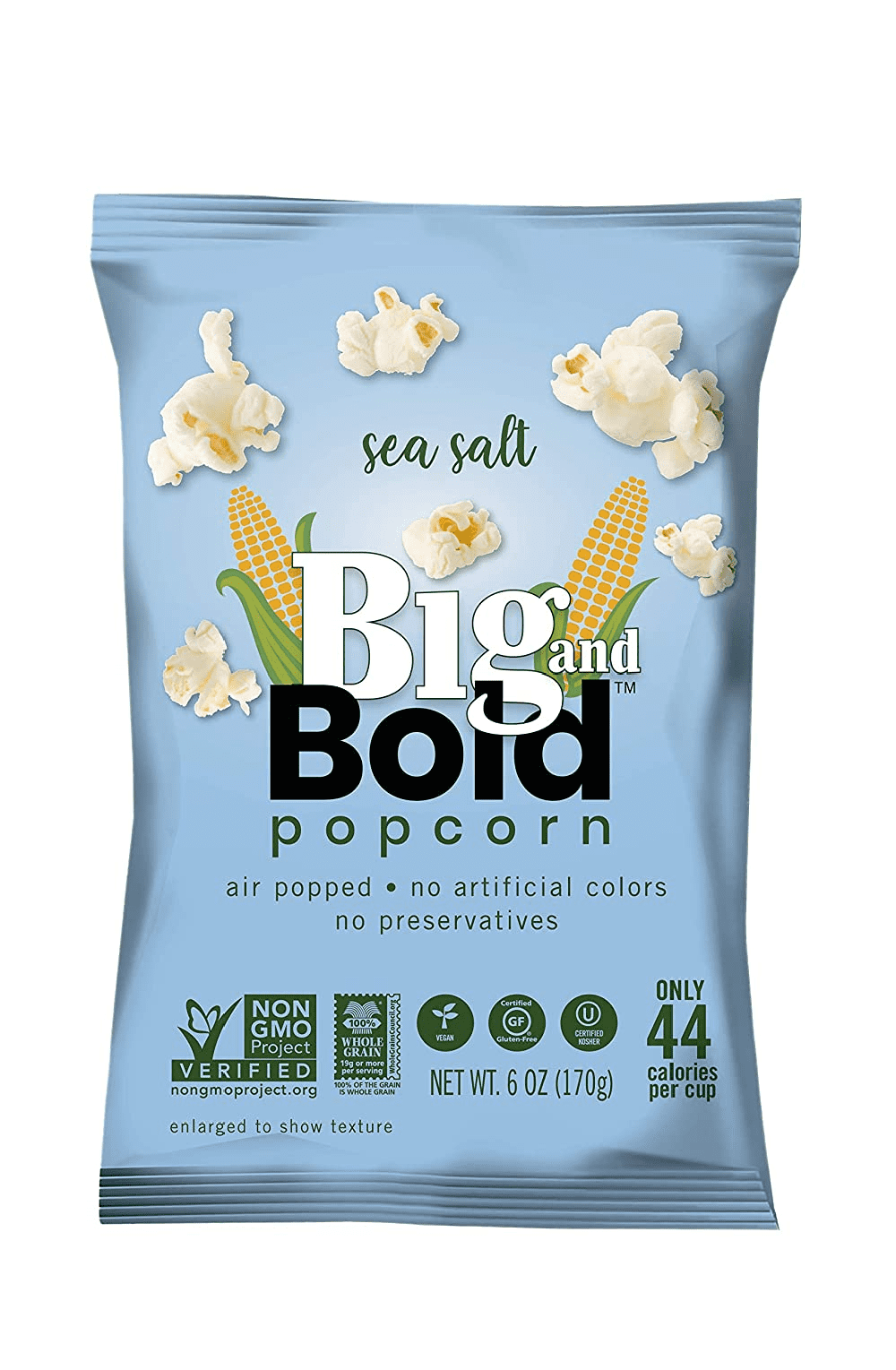 Poptime Big & Bold Sea Salt Popcorn ,Non-GMO, Gluten Free, 6oz (Pack of 6)