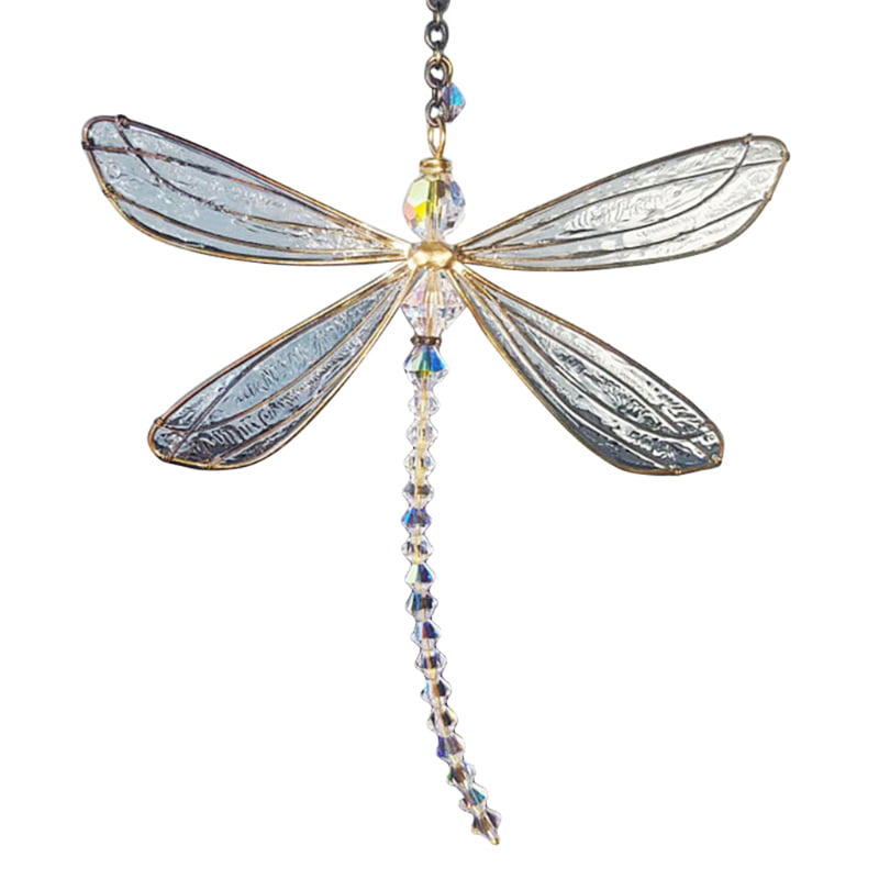LONGWIN Set 2 Dragonfly Crystal Prisms Suncatcher Handmade Pendant Garden Decor 
