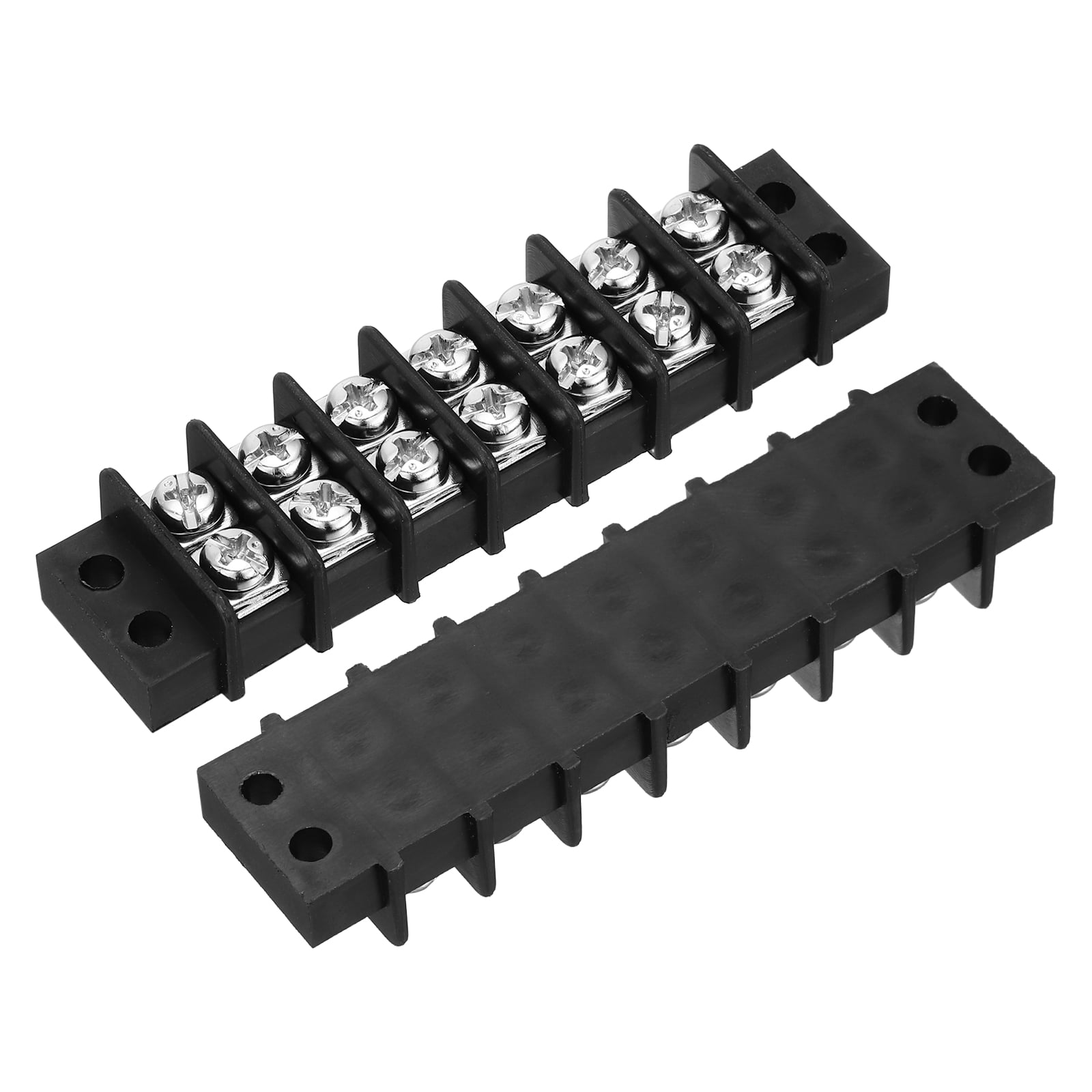 10 Pcs 7 Positions Terminal Block 300V 20A 9.5mm Pitch Dual Rows 7 Circuits DIN Row Screw Terminals Strip