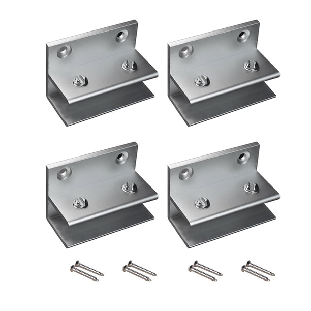 Cateissary Abrazadera de vidrio de 4 Uds., Base plana de aleación de aluminio, Base en forma de F, soporte de tablero de madera, abrazadera de Juegos de accesorios de baño 10-12 mm