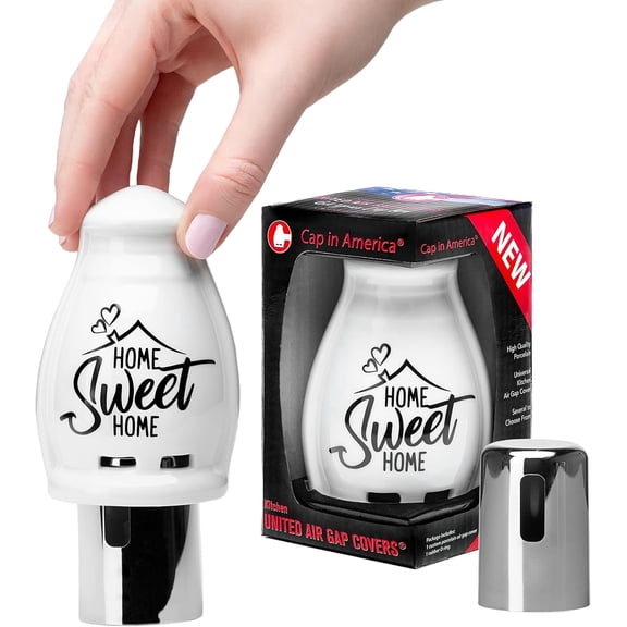 Ceramic Air Gap Cover - High-End Porcelain Design, Upscale Pottery Finish, Stunning Two-Sided Graphics, Kitchen Sink Décor, Dishwasher Safe - Home Sweet Home