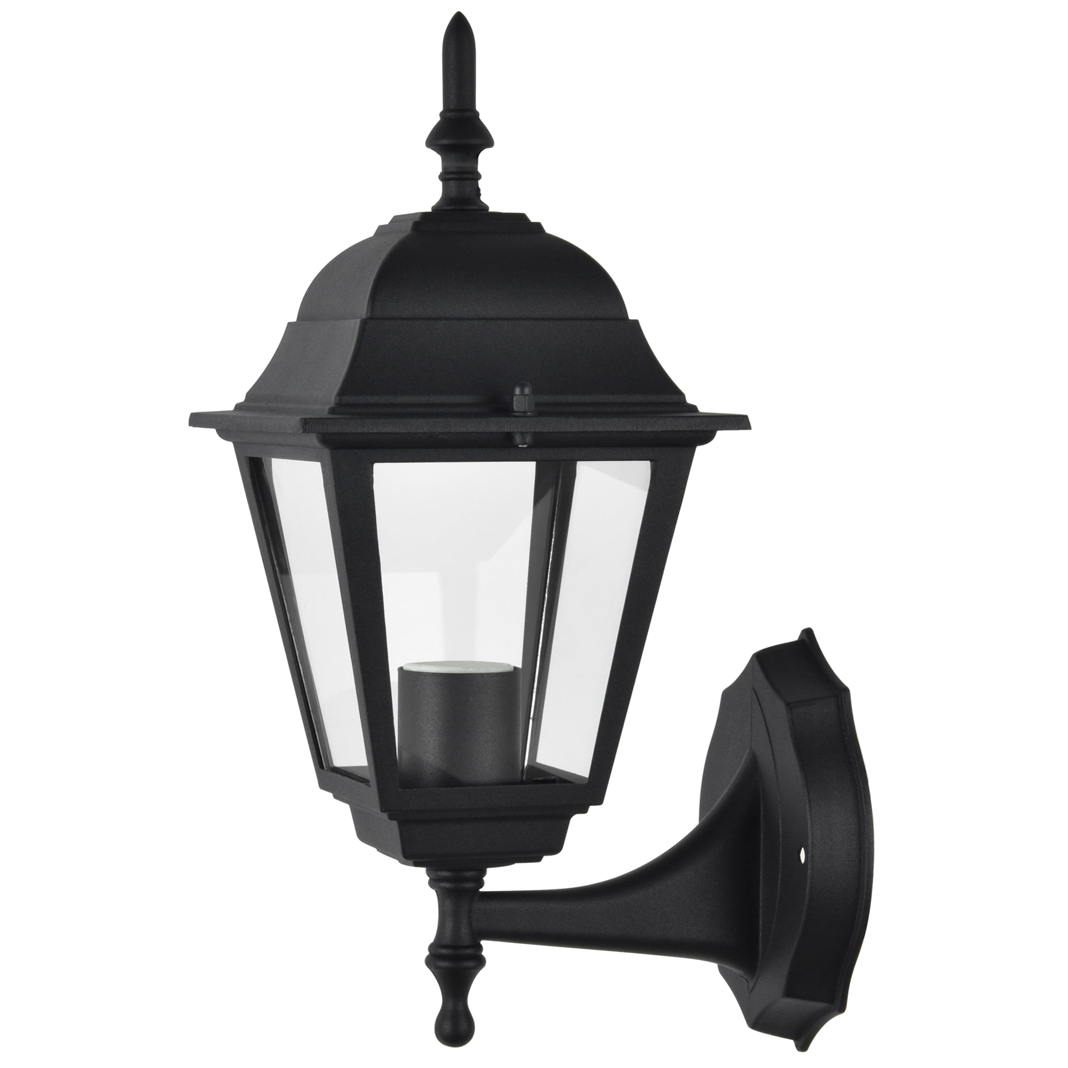 (2 pack) Mainstays 13.5" Classic Black Outdoor Coach Wall Light, Clear Glass Lens, Bulb Not Included