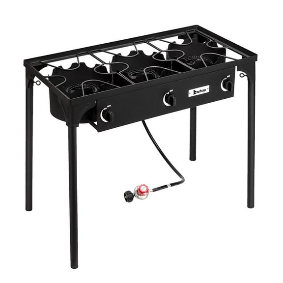 EasingRoom 225000BTU 3-Burner Outdoor Stove with 0-20 Psi Regulator, Black