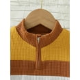 thumbnail image 4 of Boys Color Block Sweater Long Sleeve Half Zip Knitted Pullover Kids Clothes, 4 of 6