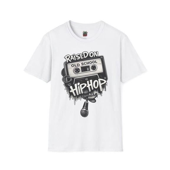 Raised On Old School Hip Hop T-Shirt – Cassette Tape Microphone Graphic Tee, Retro 80s 90s Rap Music Shirt, Vintage Hip Hop Unisex T-Shirt for Men Women
