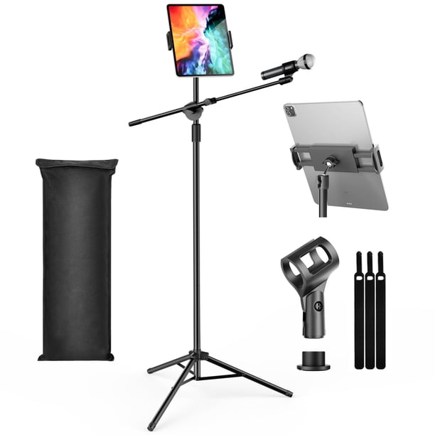 Soporte para micrófono OUKMIC Boom con soporte para tabletas