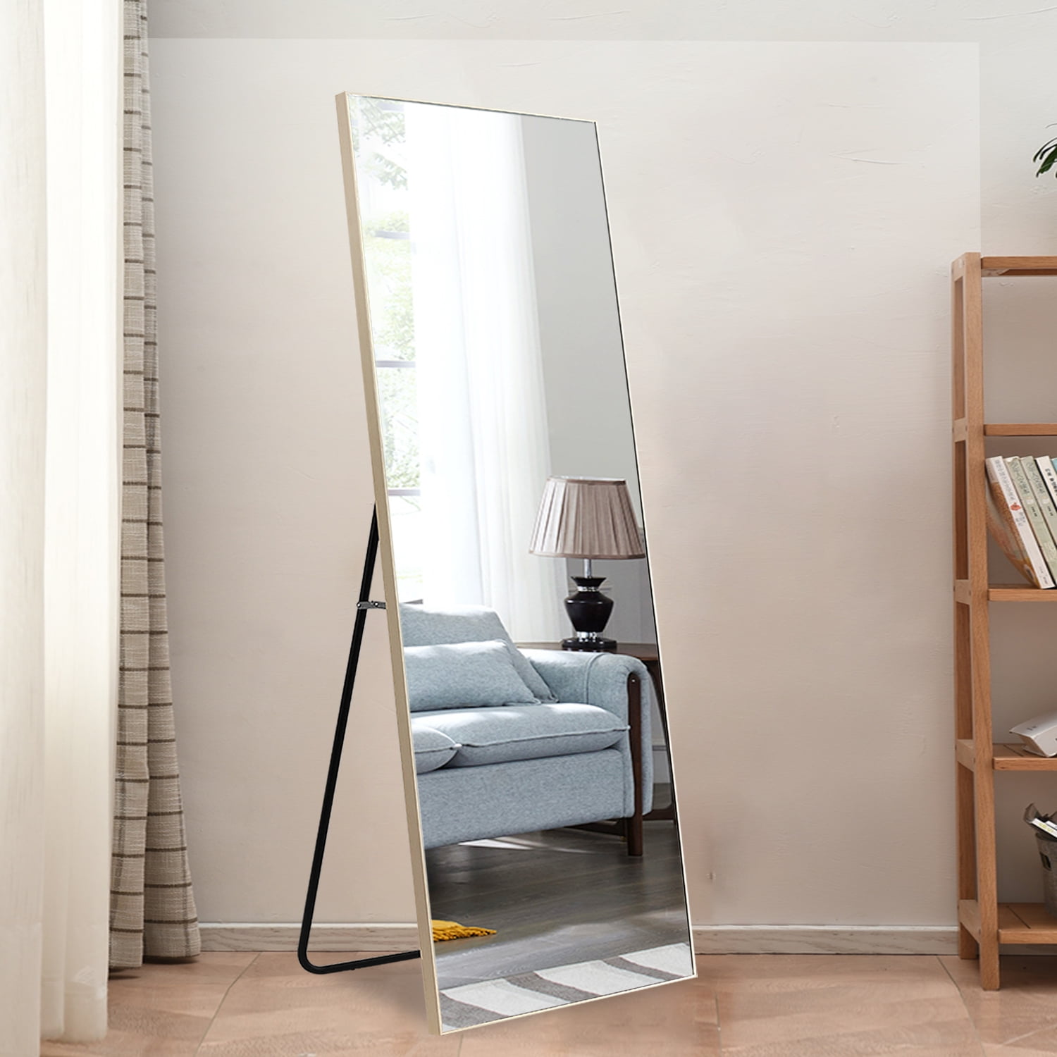 Neutype 65" x 22" Natural Full Length Mirror with Standing Holder Floor Mirror Large Wall